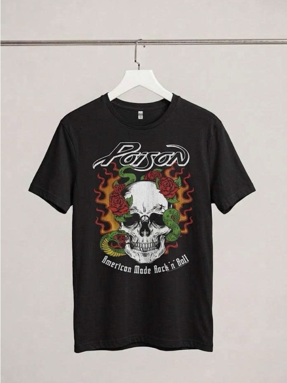 Poison American Made Rock N Roll Skull Graphic Shirt Retro Heavy Metal Tee
